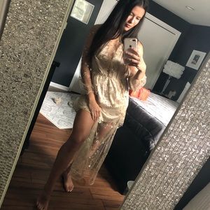 Hello Molly gold/nude dress with long tulle.